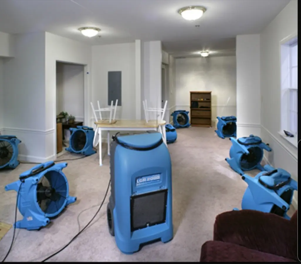 Air movers and dehumidifier setup for Water Damage Restoration in Belle Chasse